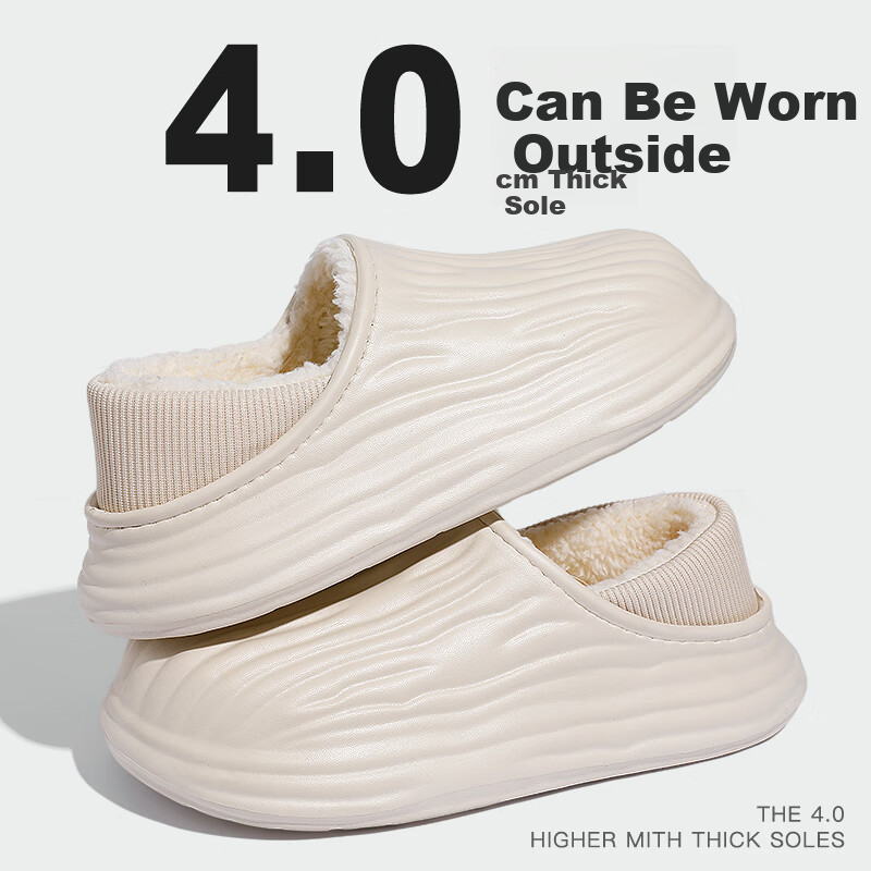 YUZHAOLIN Unisex Cotton Slippers EVA Waterproof Fleece Lined Warm Home Closed Heel Cotton Shoes YD577