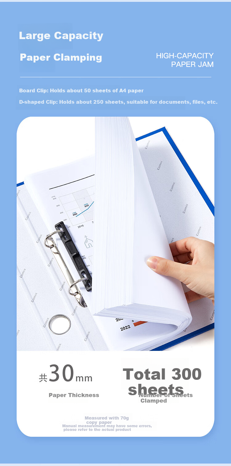 COMIX (Comix) Cardboard File Folder/A4 Document Folder/2-Hole D-Type Clip/Two-Hole File Folder/Ring Binder File Folder/Document Holder Office Supplies Blue NO.336 5