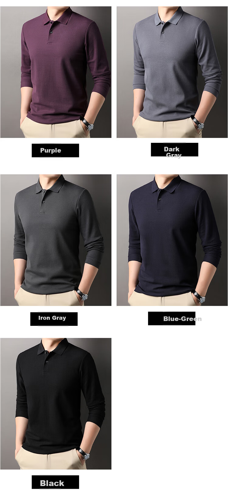 ROMON 100% Cotton Short Sleeve Men's Classic Business Polo Shirt Casual Solid Color Base Layer Black 3XL 8