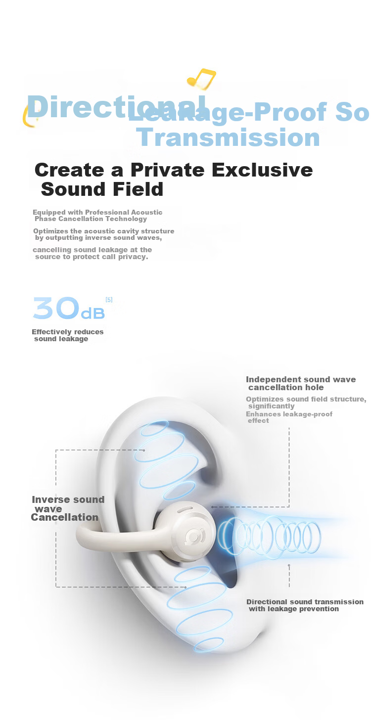 Baseus BC1 Lite 2026 Latest Bluetooth Ear Clip Open-Ear Sports Headset Long Battery Life Ear-Hanging Starry Blue 6