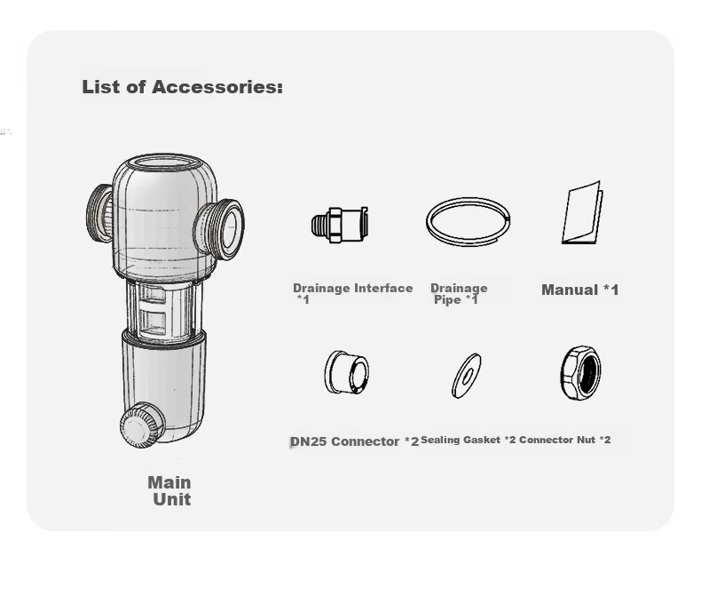 XiaoZhi Pre-Filter 6.7T/H Backwash 40 Micron High-Flow Whole House Water Filter QJ01 19