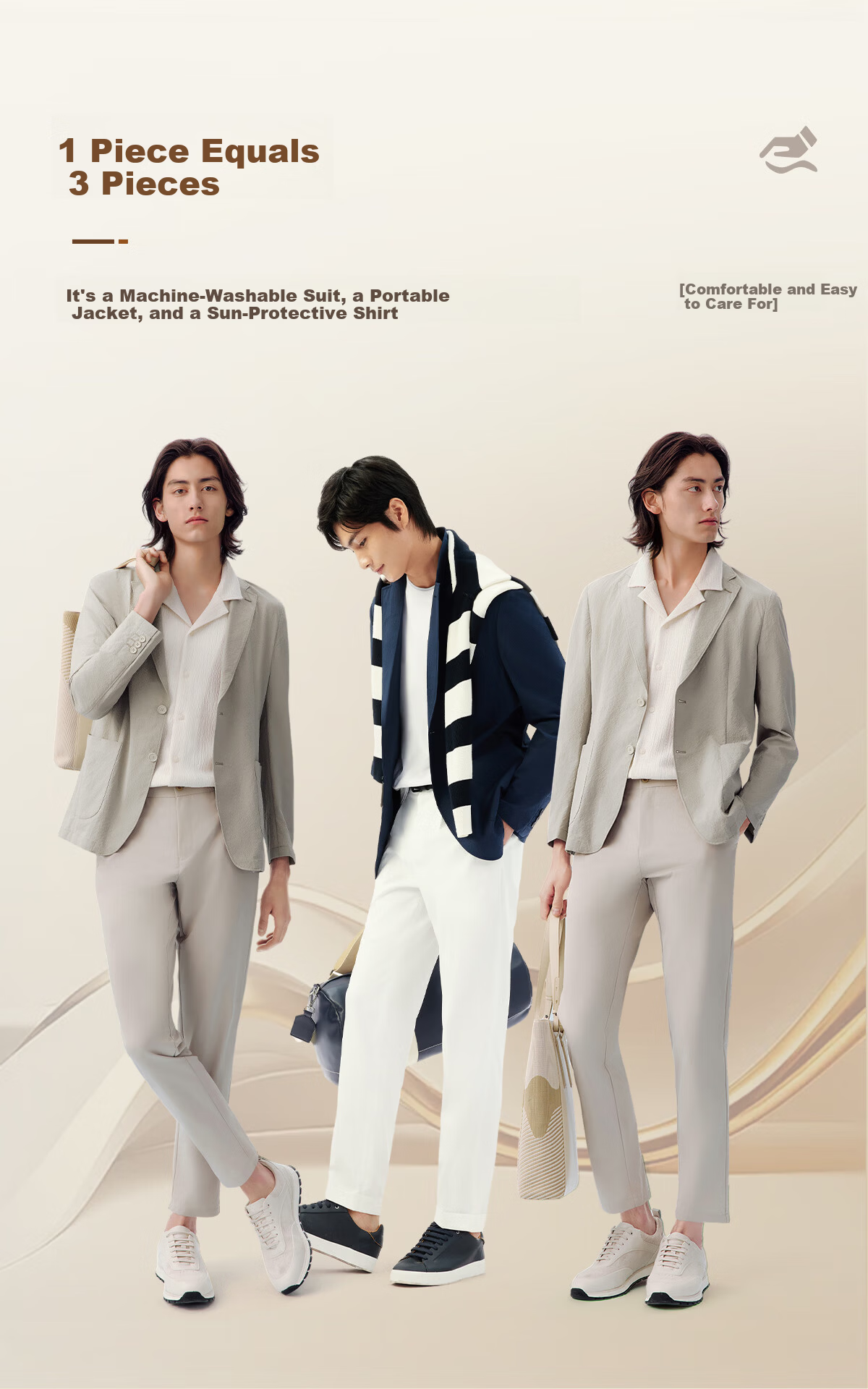 Hodo Men's Suit, Machine Washable, Easy-Care Sun Protection Capsule Suit, Casual Men's Jacket with Capsule Storage Bag 4