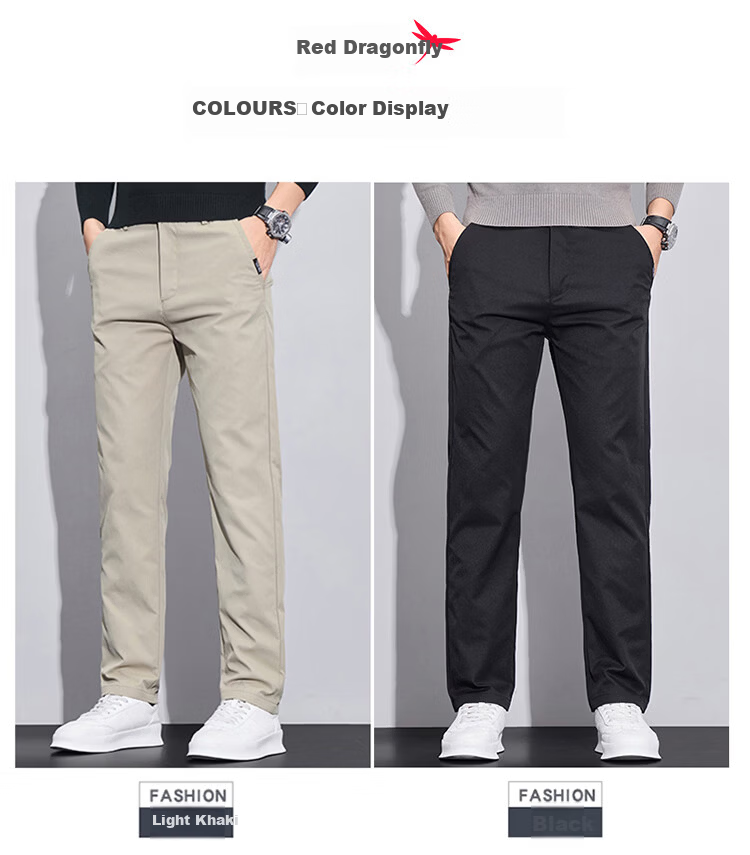 RED DRAGONFLY Men's Casual Business Commuter Loose Straight-Leg Trendy Thick Plus Size Black Pants 34 3