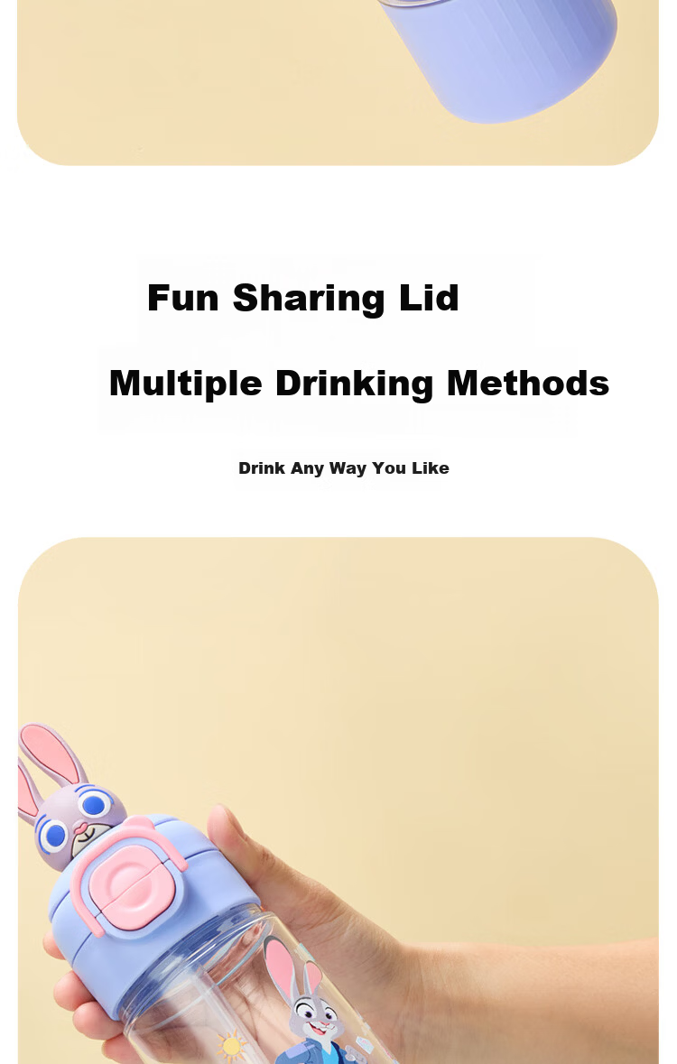 Disney Zootopia Kids Plastic Sports Water Bottle Student Portable Straw Cup Direct Drinking Cup 2