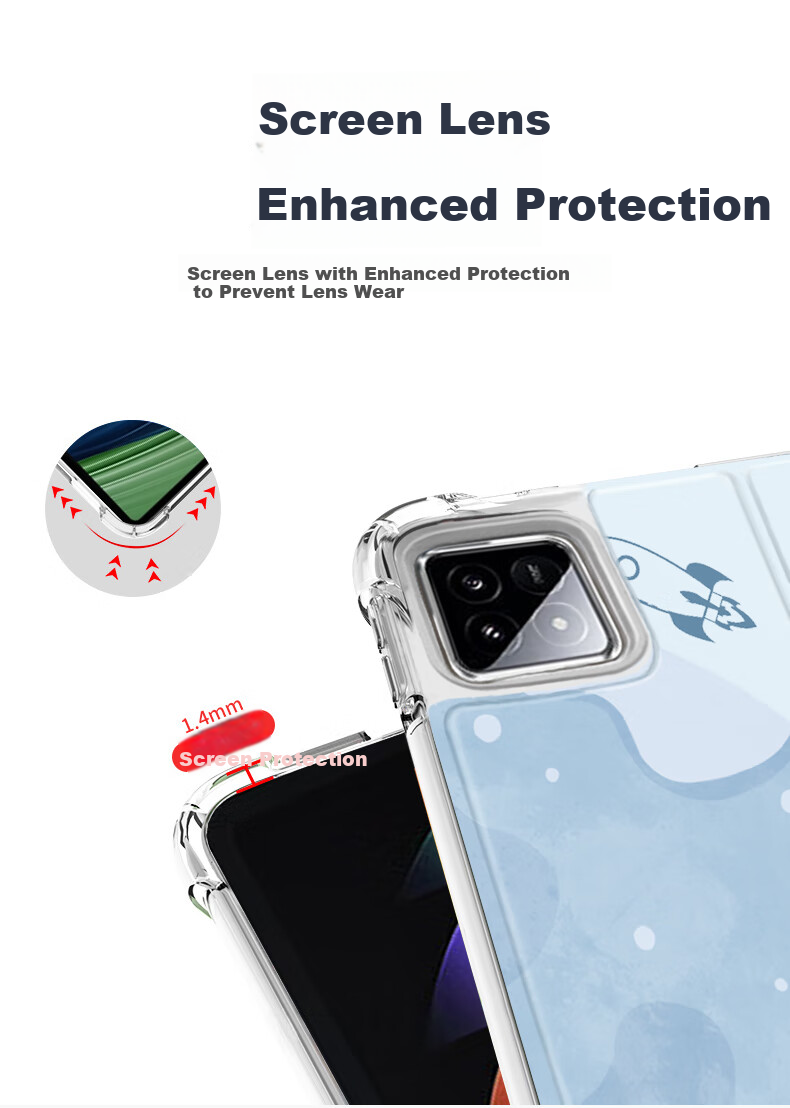 Shell Sister Xiaomi Pad 6s Pro 12.4-inch Protective Case Cute Cartoon Lightweight Full Coverage Shockproof Tablet Cover 2024 Model 1