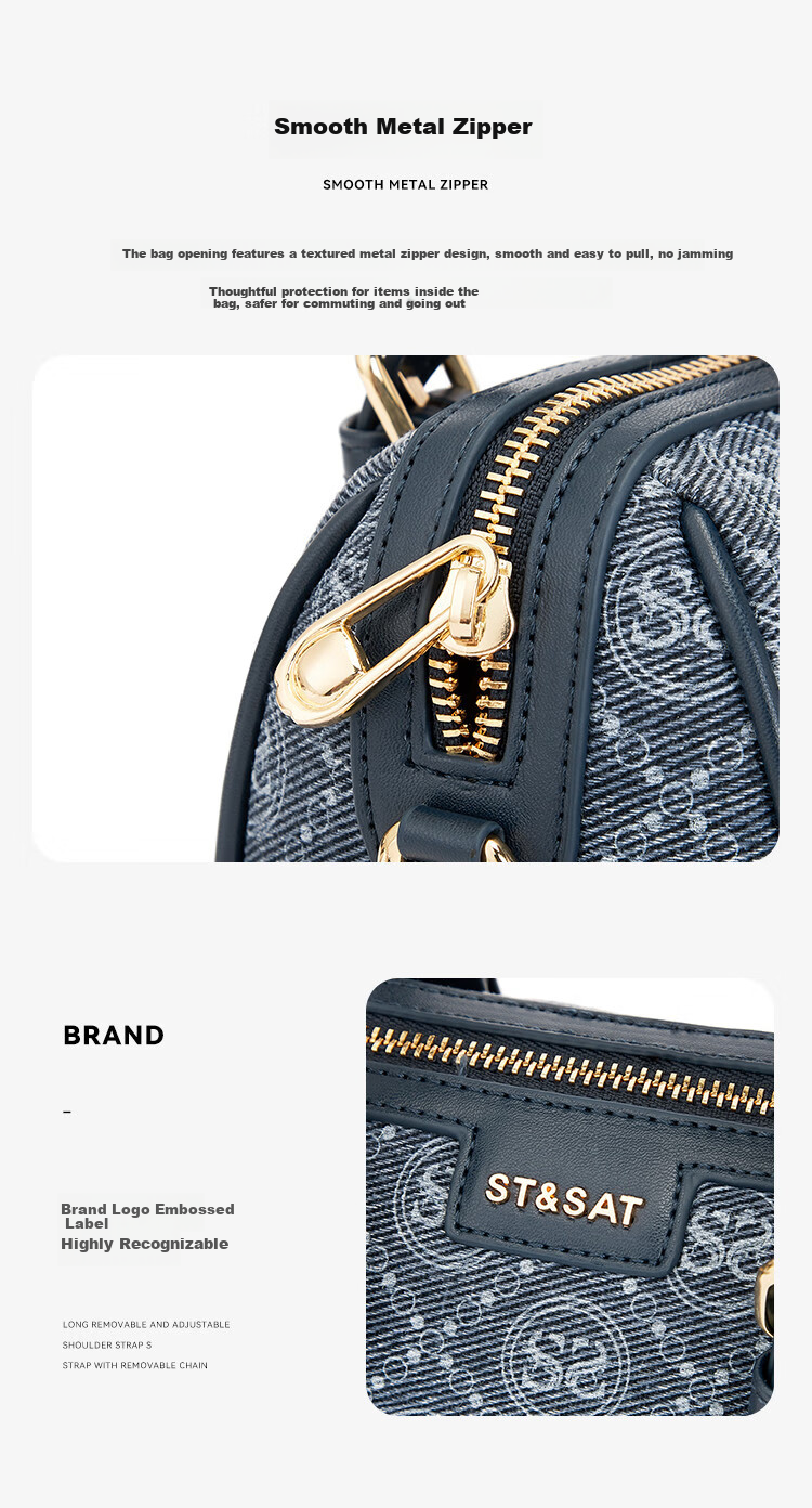 St&Sat Women's Bag 2026 New Vintage Boston Handbag Shoulder Bag High-End Single Shoulder Bag Birthday Gift 8