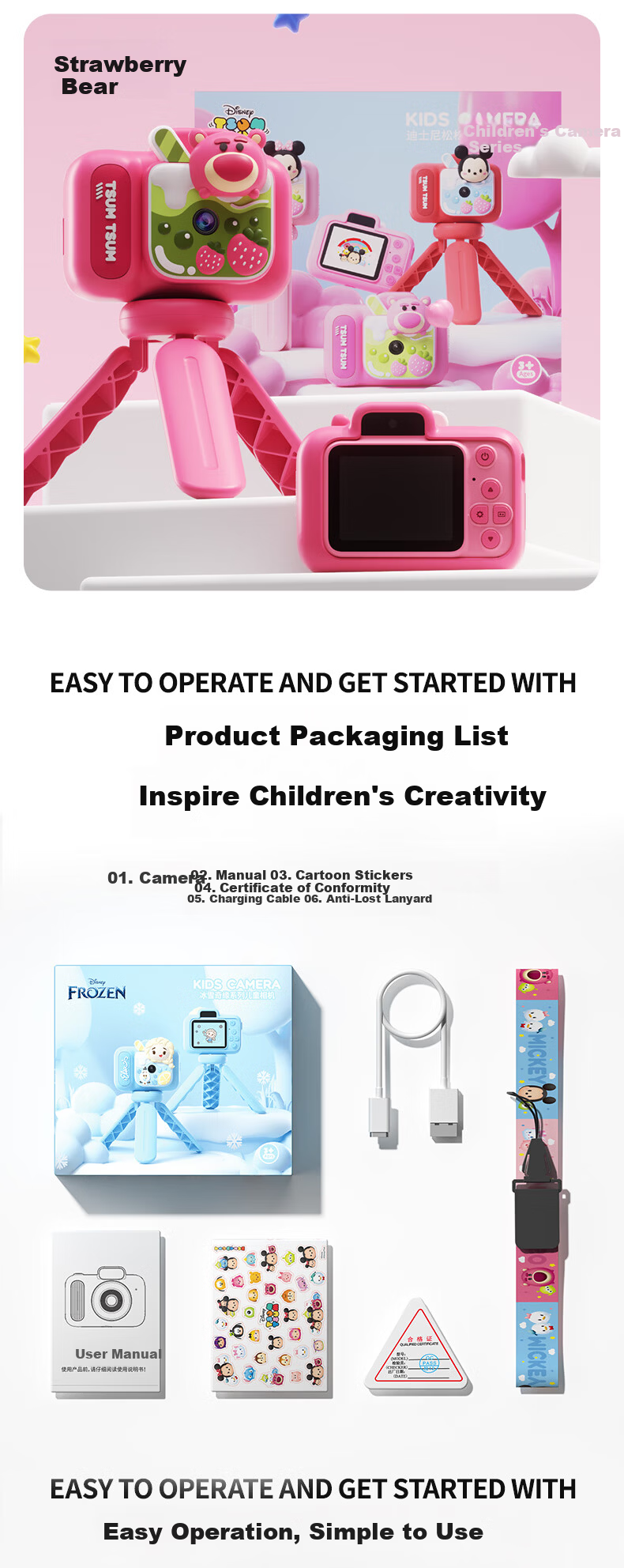 MAQUCC Disney Kids Camera Minnie 32GB for Girls Ages 6-14 Birthday Gift Student Practical Premium Souvenir K78 17