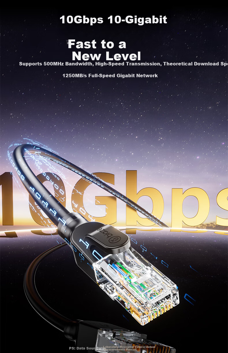 BIAZE CAT6A Pure Copper Ethernet Cable, Super Category 6, 10Gbps, 10m, Compatible with Gigabit, 8-Core, 2.5G Network Patch Cable for Home and Computer Broadband Engineering 6