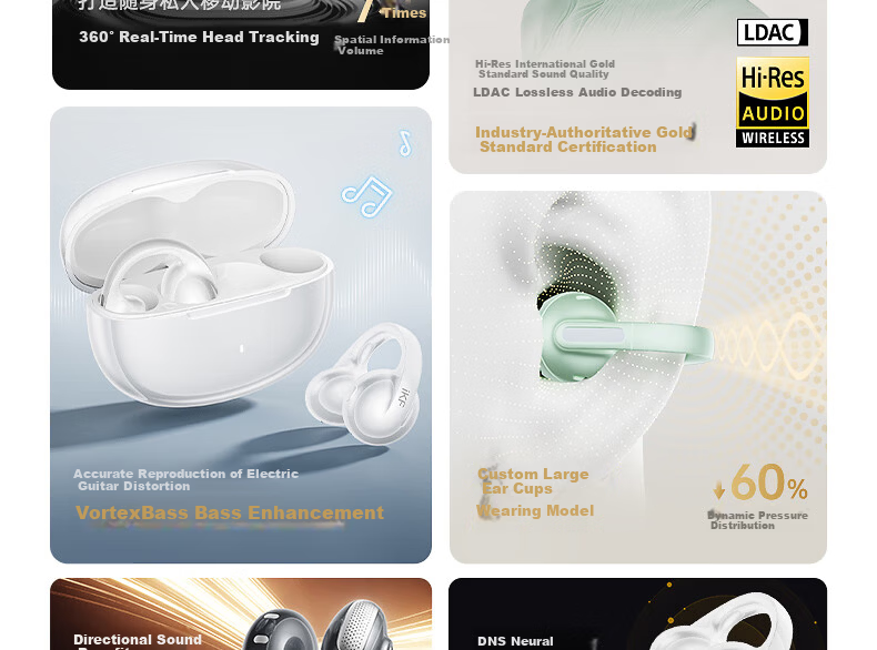 IKF Moonlight [LDAC Sound Quality] Bluetooth Clip-On AI Translation Earphones Wireless Open Bone Conduction Head Tracking Sports 2026 New Model Athens Black 8