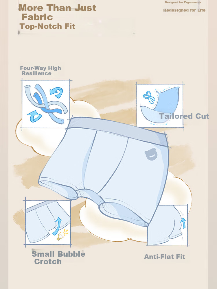 Beitais Fetal Sebum Children's Underwear Boys Soft Moisturizing Breathable Cotton Boxer Briefs 4-Pack 13
