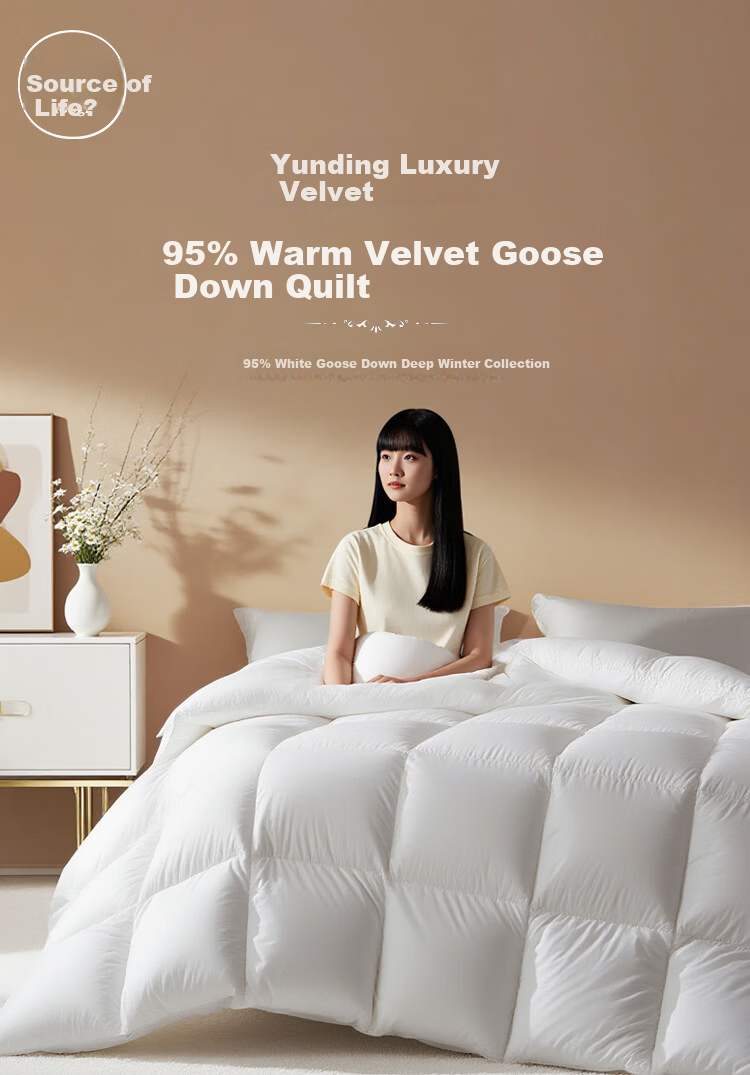 Yuan Life 95% White Goose Down Quilt Four Seasons Spring and Autumn Double Down Comforter Filled 1000g 200*230cm 1