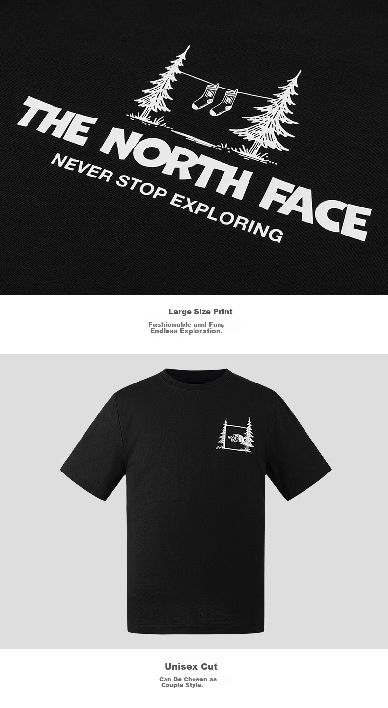 The North Face Unisex Cotton Printed Short Sleeve T-Shirt Outdoor Breathable 8GVD Off-White/QLI 2XL 4