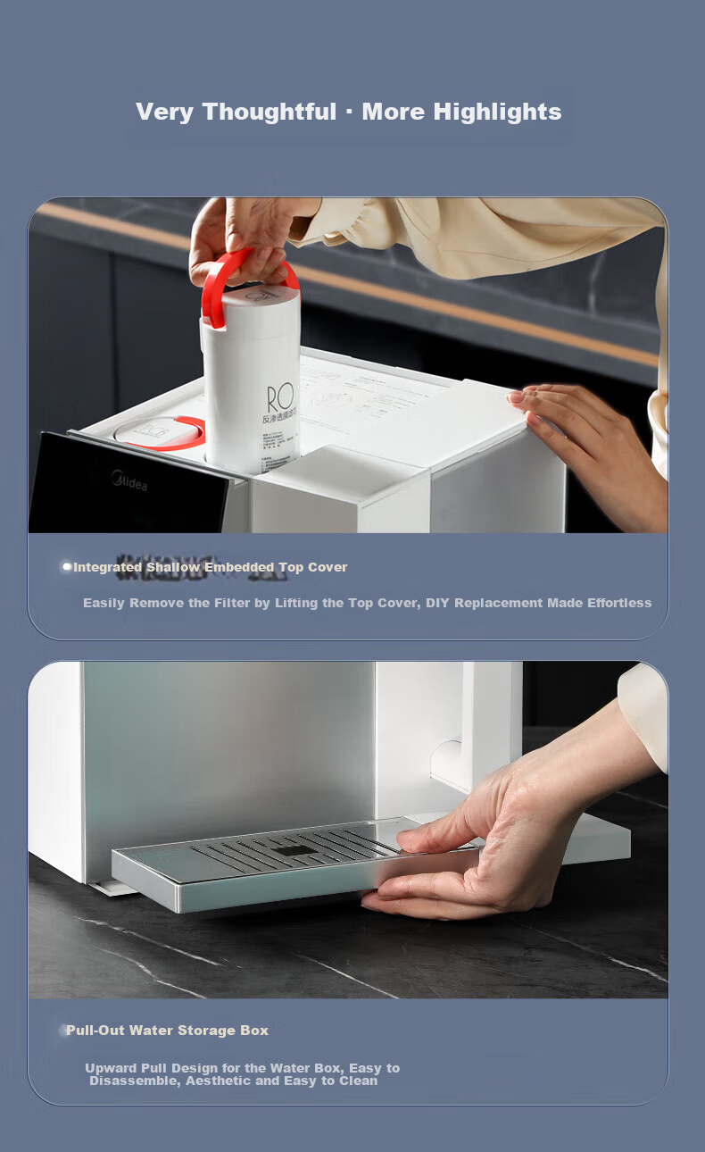 Midea Desktop Water Purifier and Dispenser Instant Heating Cube Series Rich Strontium Mineralized Hot and Cold Dual Temperature JD2288T-RO 25