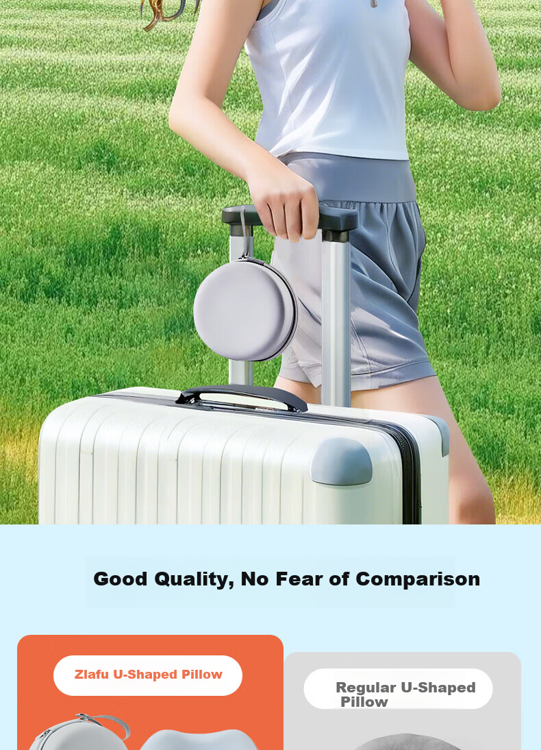 Yilafu U-Shaped Neck Pillow Cervical Support Memory Foam Travel Headrest for Airplane Car Nap Sleep Aid 3