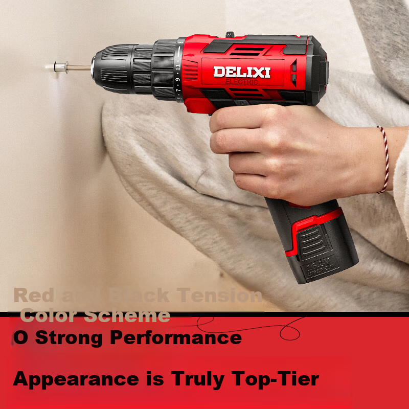 DELIXI ELECTRIC 21V Cordless Lithium Battery Impact Hand Drill Multi-Function Electric Screwdriver Household Small Power Gun Drill