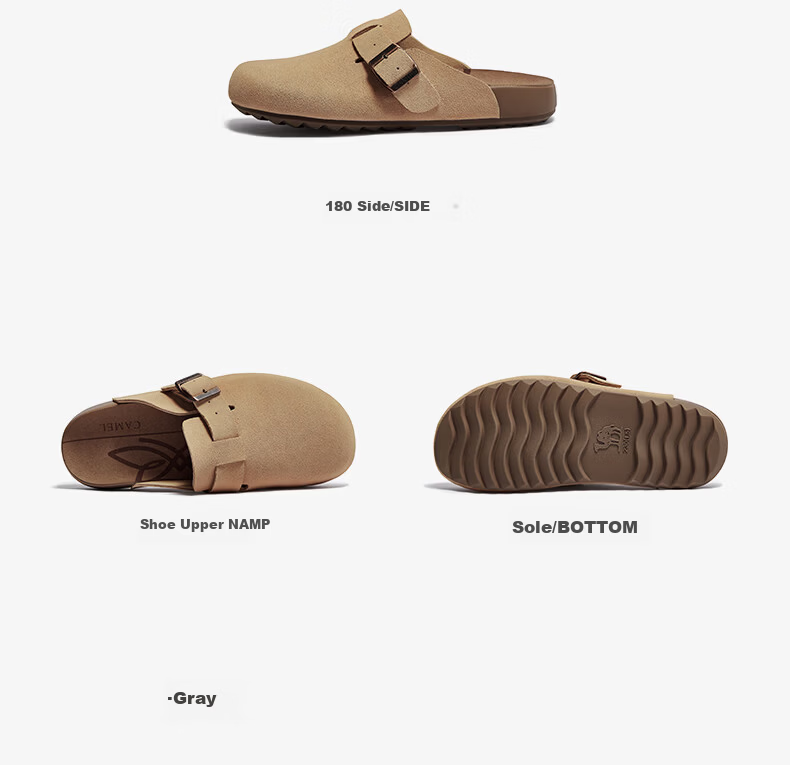 CAMEL Women's Birkenstock Style Genuine Leather Casual Low Heel Slip-On Shoes L25S700038 Camel Size 37 21