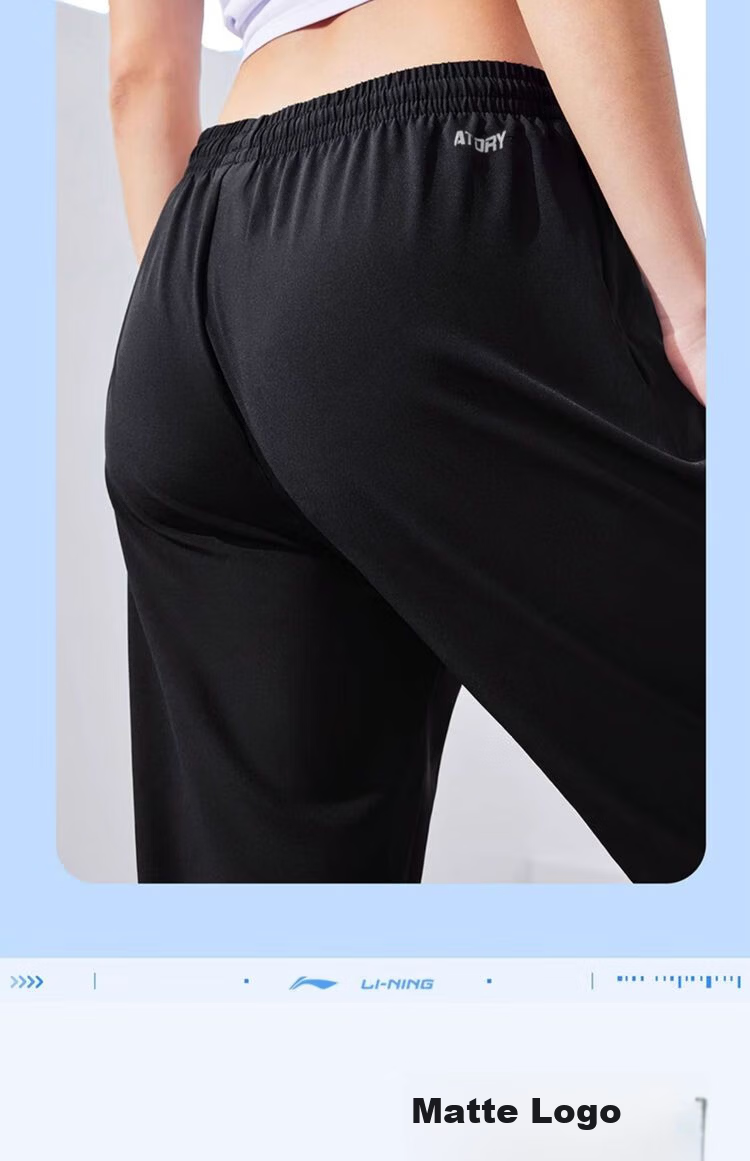 LI-NING Women's Breathable Quick-Dry Lightweight Running Pants with Shiny Logo, Casual Jogger Sweatpants 8
