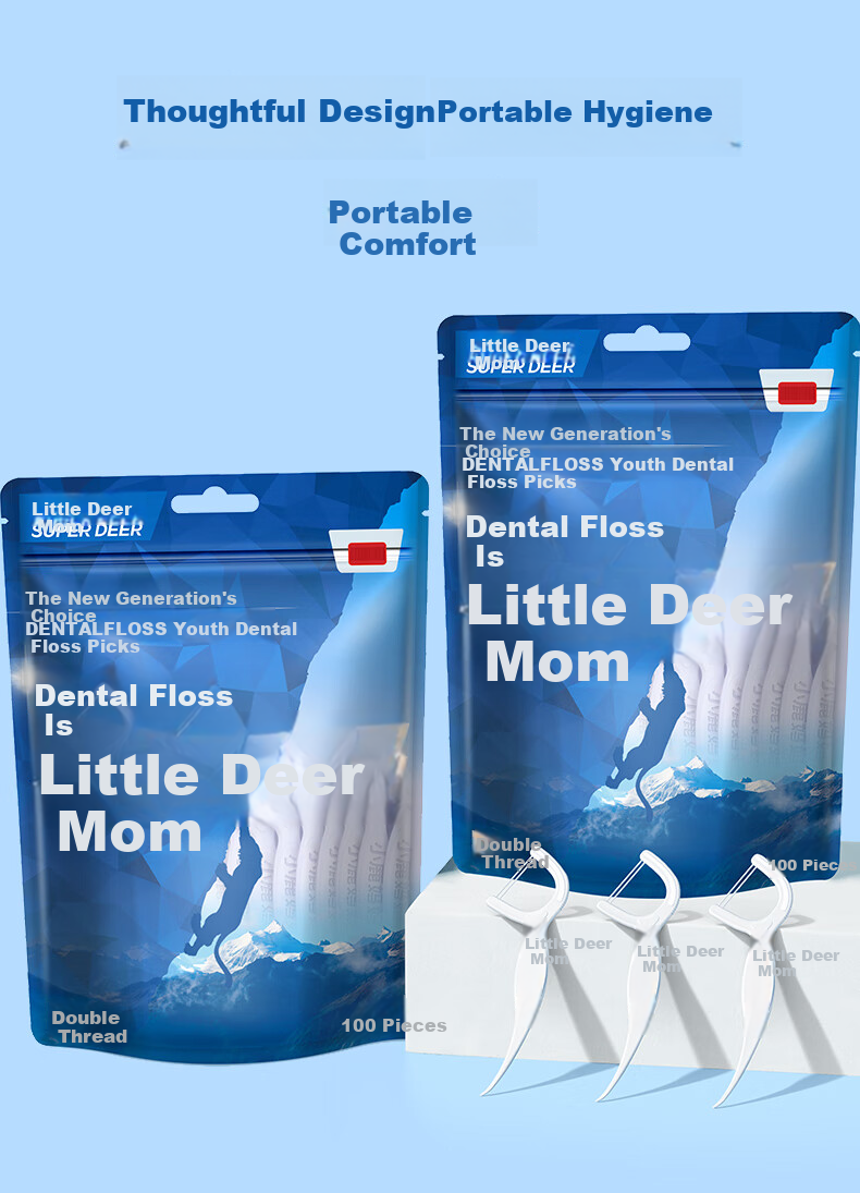 Deer Mom Ultra-Fine Dental Floss Picks Bulk Pack 150pcs Family Size Deep Clean Interdental Toothpicks 6