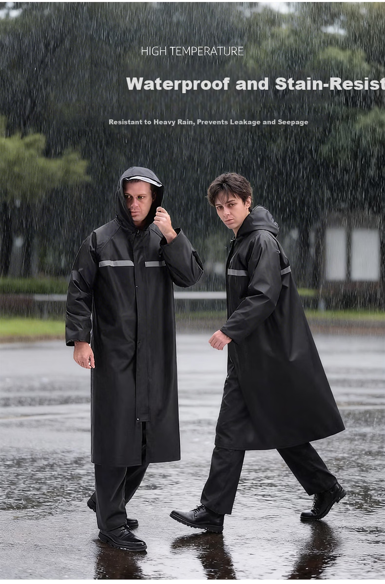 Jingxun Long Adult Raincoat, Windbreaker Style, Heavy Rain Protection, for Hiking, Fishing, Waterproof Poncho, Reflective Rainwear for Security Guards And Property Management 4