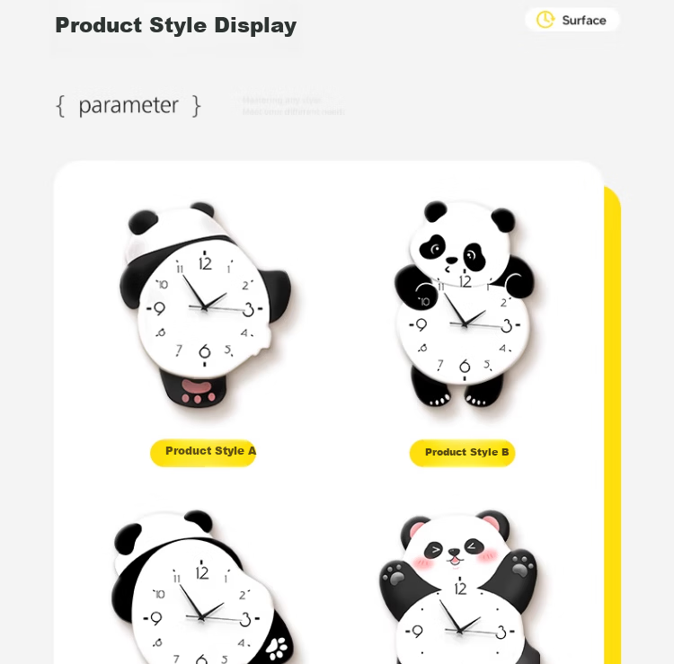Mao Jiu Jiang 2026 New Panda Wall Clock Modern Minimalist Cream Style Living Room Creative Home Clock 18