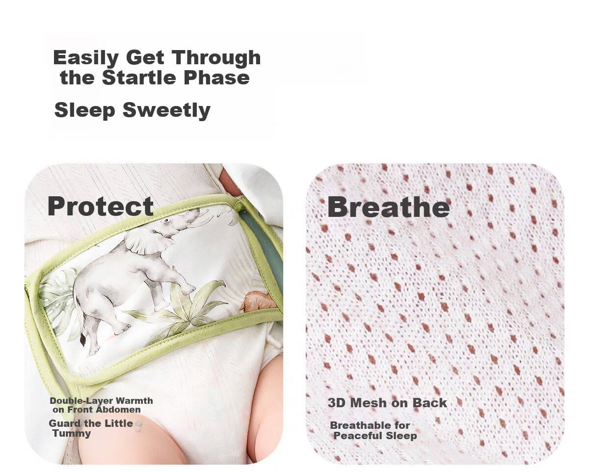 JOYNCLEON Newborn Baby Sleeping Bag Anti-Startle Swaddle Pure Cotton Kick-Proof Blanket Green L Jsd195963 3