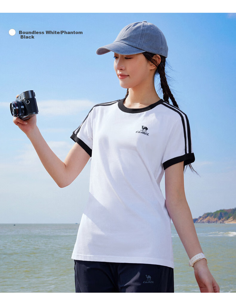 CAMEL Dilireba Style Pure Soft Cotton Oversized Unisex Short Sleeve T-Shirt C36BAXLN090A Dark Blue S 17