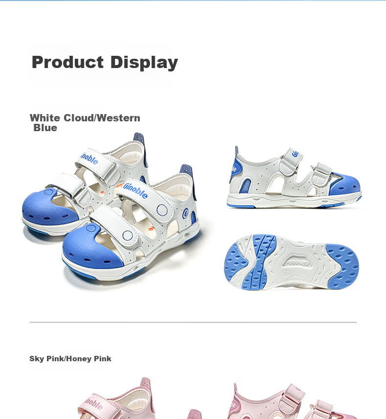 Ginoble Children's Walking Shoes Summer 2026 Breathable Sandals for Boys and Girls Ages 1-5 GW1878 White Cloud 11