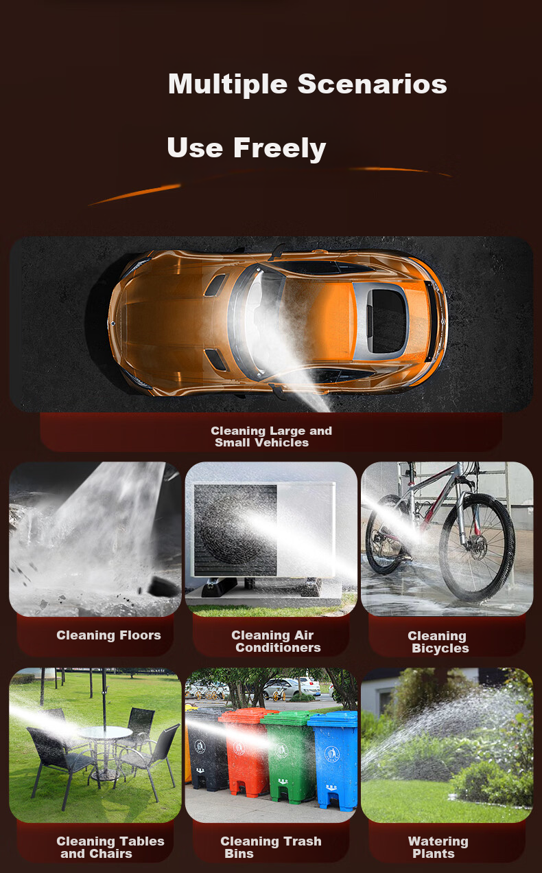 Huiduoduo High-Pressure Car Wash Gun Industrial Commercial Pure Copper Powerful Floor Cleaning Water Pressure 800 Bar 7