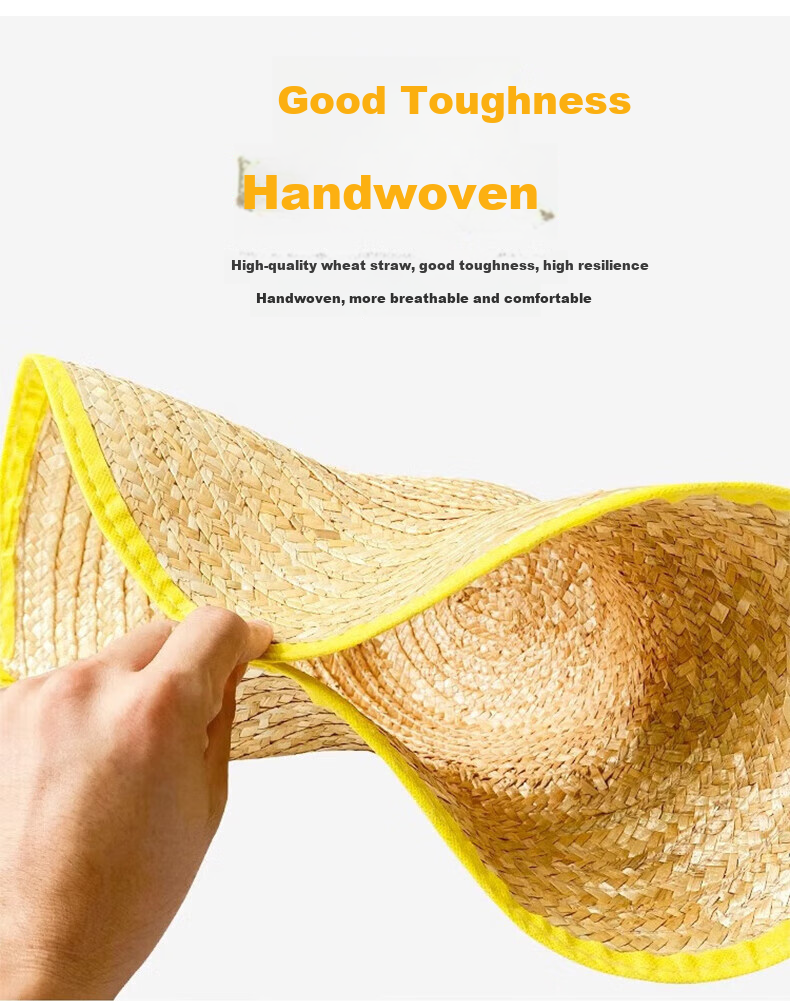 Mandelay Straw Sun Hat Summer Farmer Work Safety Large Brim Woven Hat 50cm 5