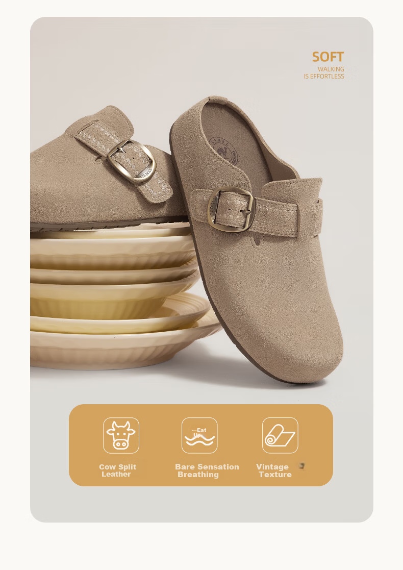 CAMEL Pine Bag 2nd Generation Birkenstock Style Half Slippers for Women Ethnic Casual Shoes L26S700197 Apricot Size 40 7