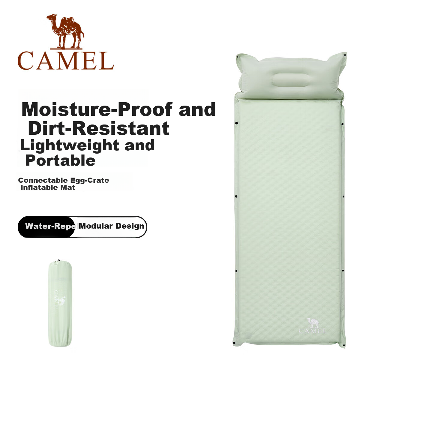 CAMEL Egg Nest Self-Inflating Air Mattress Outdoor Camping Portable Sleeping Pad Moisture-Proof Mat A011 Silver-Green Ground Mat