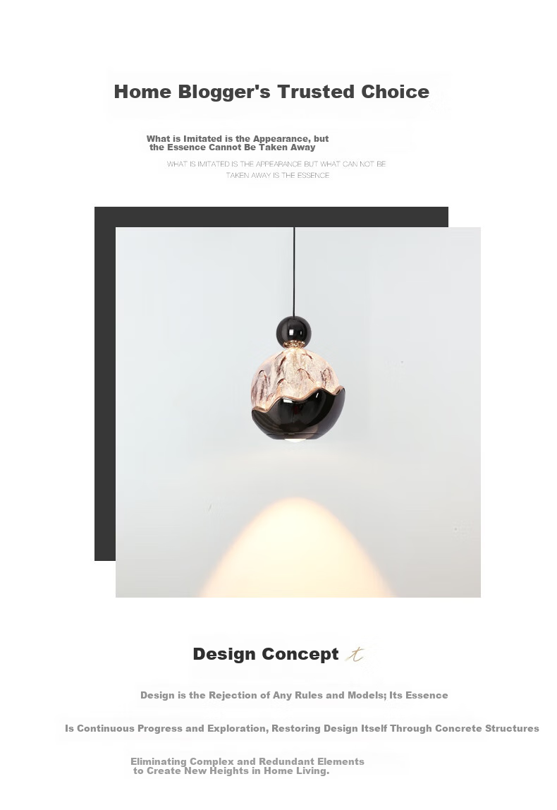 Dengling Bedroom Bedside Small Pendant Light Italian Light Luxury High-End Snow Mountain Neutral Light 4000K Ambient Pendant Wire Light 4