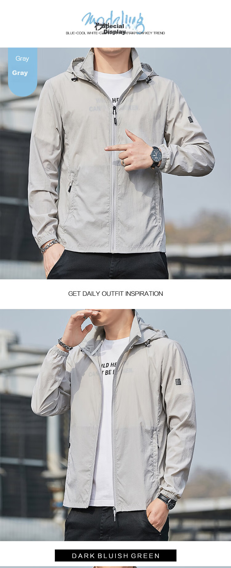 TUCANO Men's Outdoor Sun Protection Ice Silk Jacket UV Protection Lightweight Skin Jacket White 5XL 5