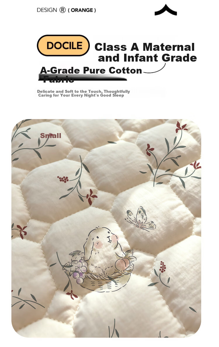 MUJI A-Class 100% Cotton Quilted Fitted Sheet Single Piece Pure Cotton Mattress Protector Cover 1.8x2m Bed 4