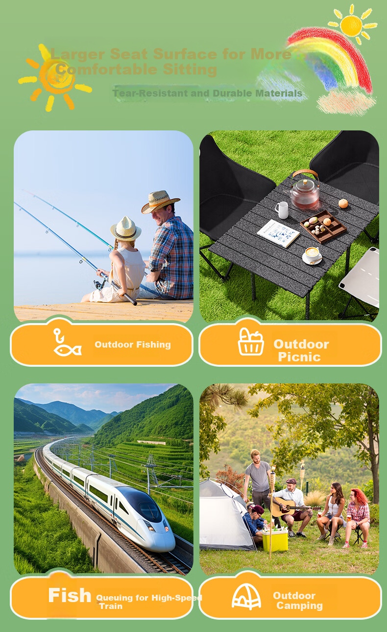 DU PONT Outdoor Folding Chair Stool Portable Travel Folding Stool Outdoor Camping Chair 7
