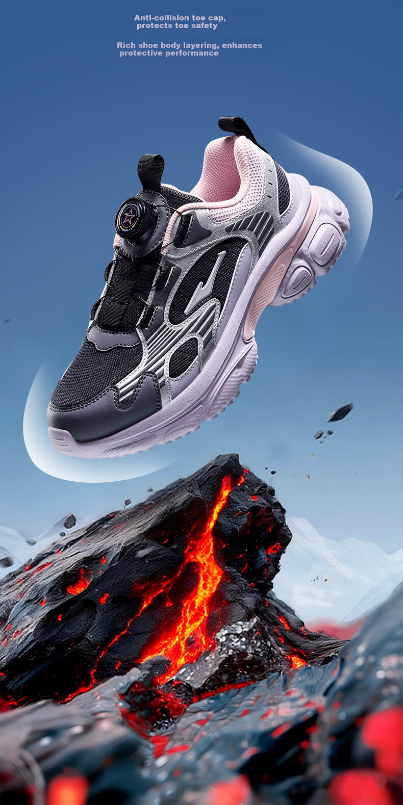 ERKE Kids Boys and Girls Running Shoes Children's Dial Buckle Shock Absorption Sports Shoes Black/Crystal White Size 34 14