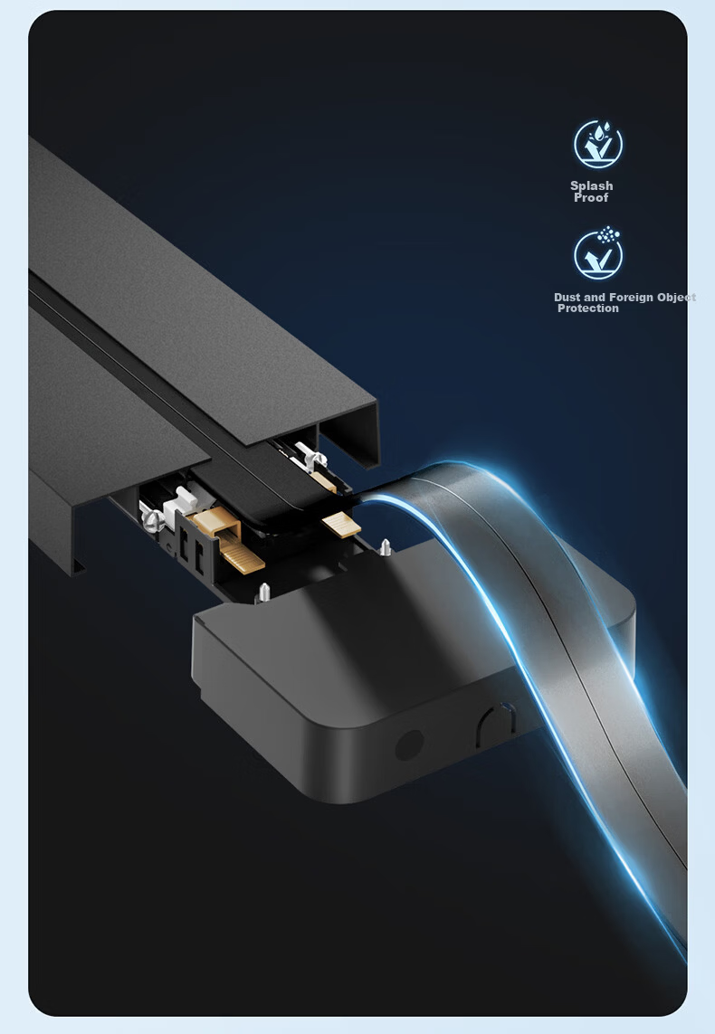 NVC Lighting Track Socket Surface Mounted No-Drill Wall-Mounted Movable Wall Rail Socket 80cm + Four Five-Hole Outlets Black 23