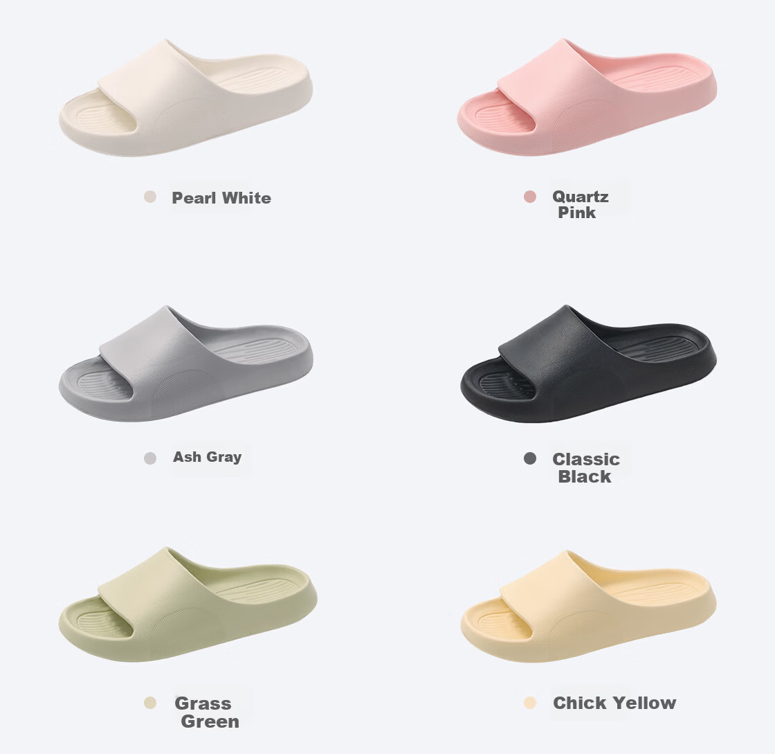 MINISO Men's Home Slippers Soft and Elastic Summer Bathroom Non-Slip Odor-Resistant Slippers Women's Smoke Gray Size 44-45 8