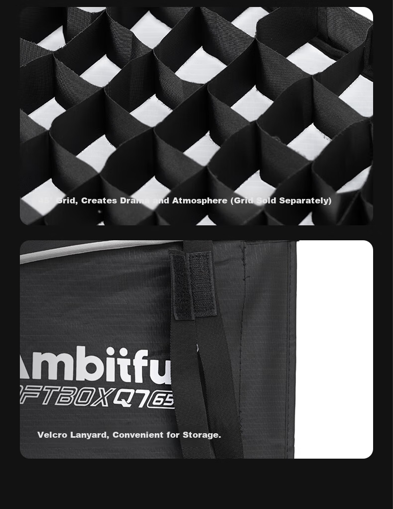 AMBITFUL ZhiJie Q7 Quick-Install Deep Octagonal 55CM Softbox with Bowens Mount Soft Diffuser for Godox SL150III Live Streaming Photography Light 15