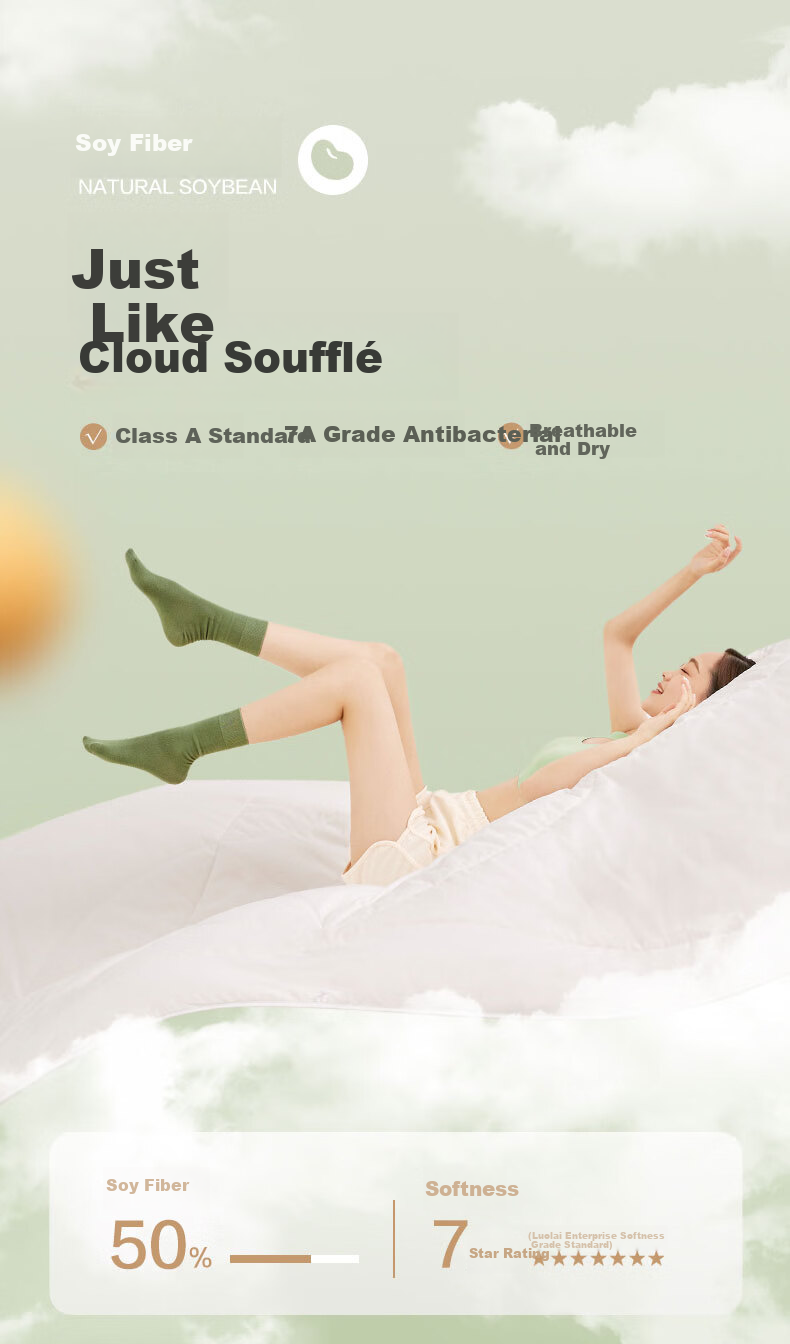 LUOLAI Home Textiles Quilt Duvet Insert Class A Antibacterial 50% Soy Protein Fiber Spring And Autumn Comforter 220*250cm Approximately 5.3 Ji 1