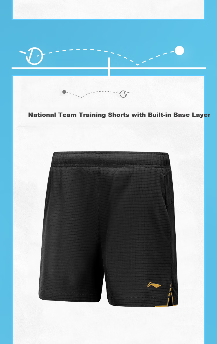 LI-NING Table Tennis Short Sleeve National Team Professional Competition Training Sportswear Set Unisex Bright Blue 20