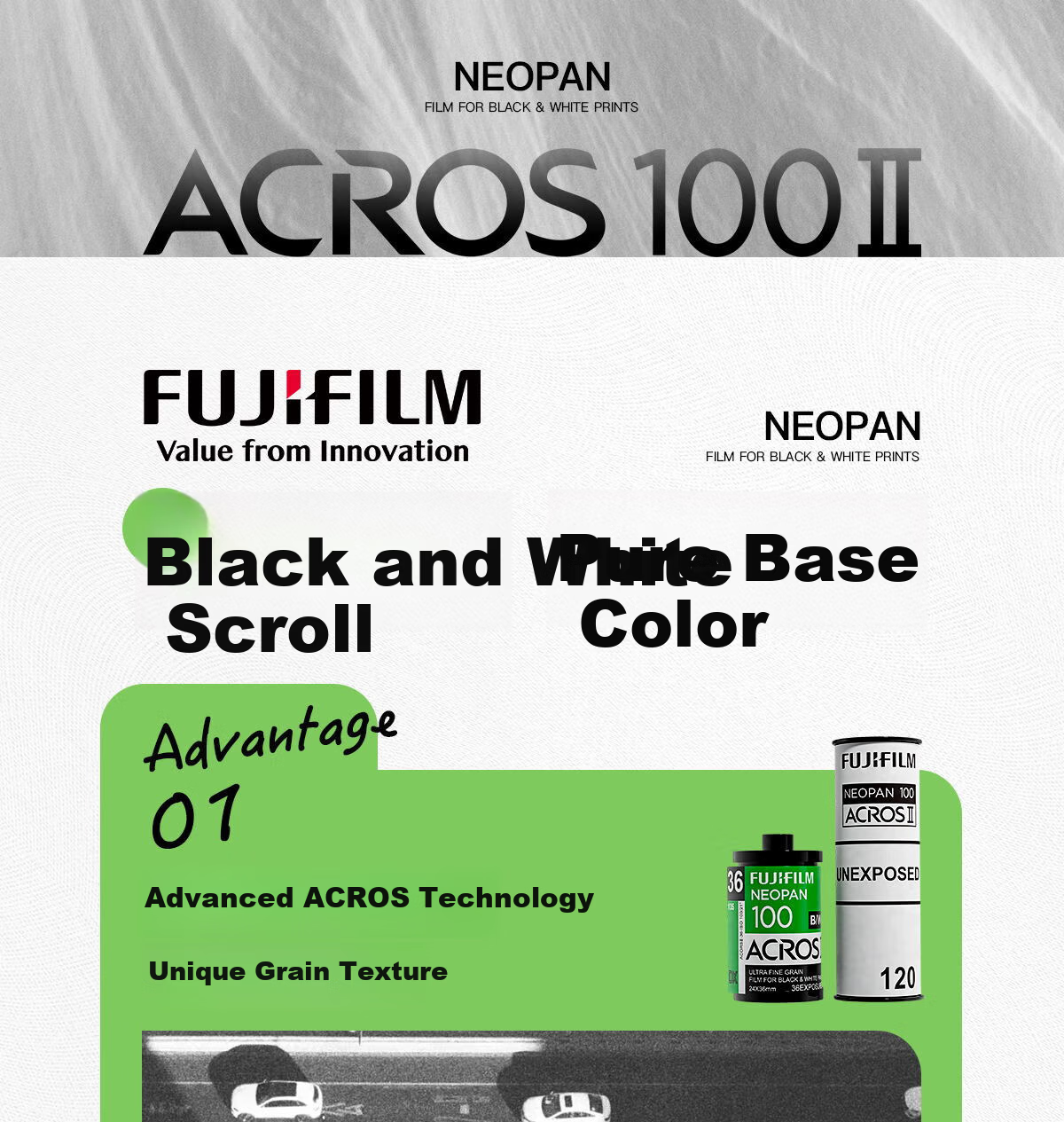 FUJIFILM ACROS 100 II 35mm Black and White Negative Film 100 ISO Black and White Film 8