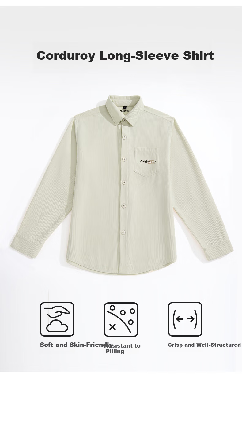 Baleno Men's Long Sleeve Shirt Spring Commuter Versatile Premium Loose Casual Corduroy Business Shirt 3