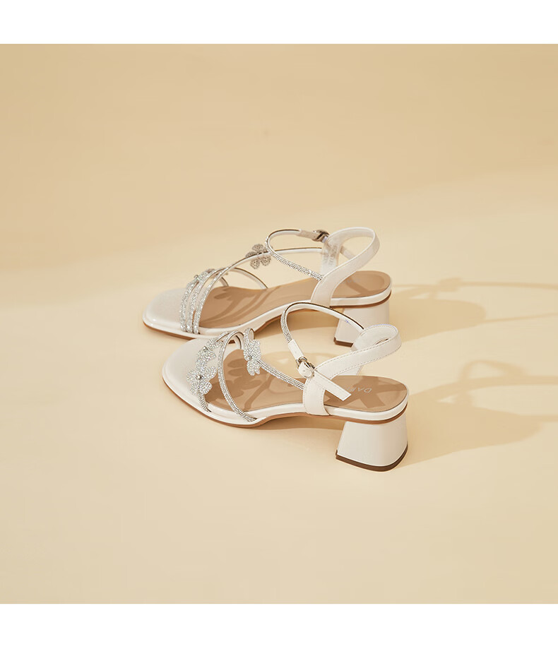 Daphne Women's Sandals Fairy Style Fashion Comfortable One-Strap Commuter Casual Lightweight Chunky Heel Height Increasing Sandals Beige Size 36 13