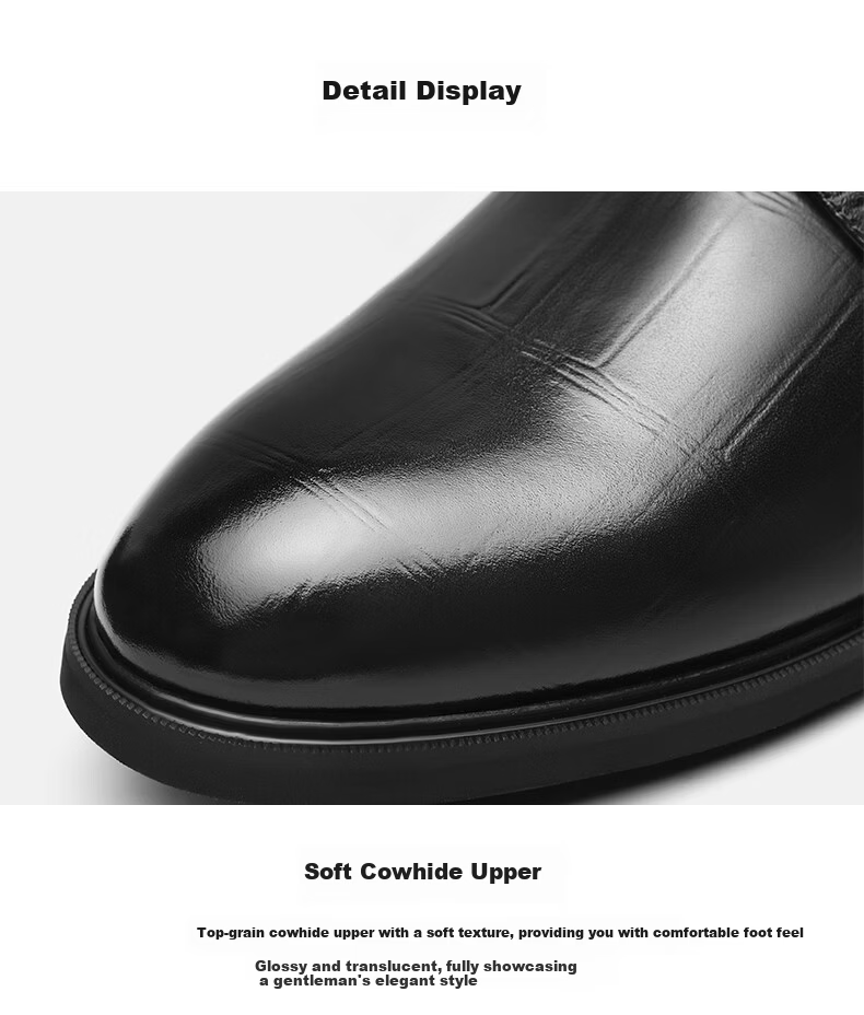 HLA Men's Leather Shoes, Business Genuine Leather Shoes for Men HAAPXM2FAV217, Height-Increasing Style, Size 42 13