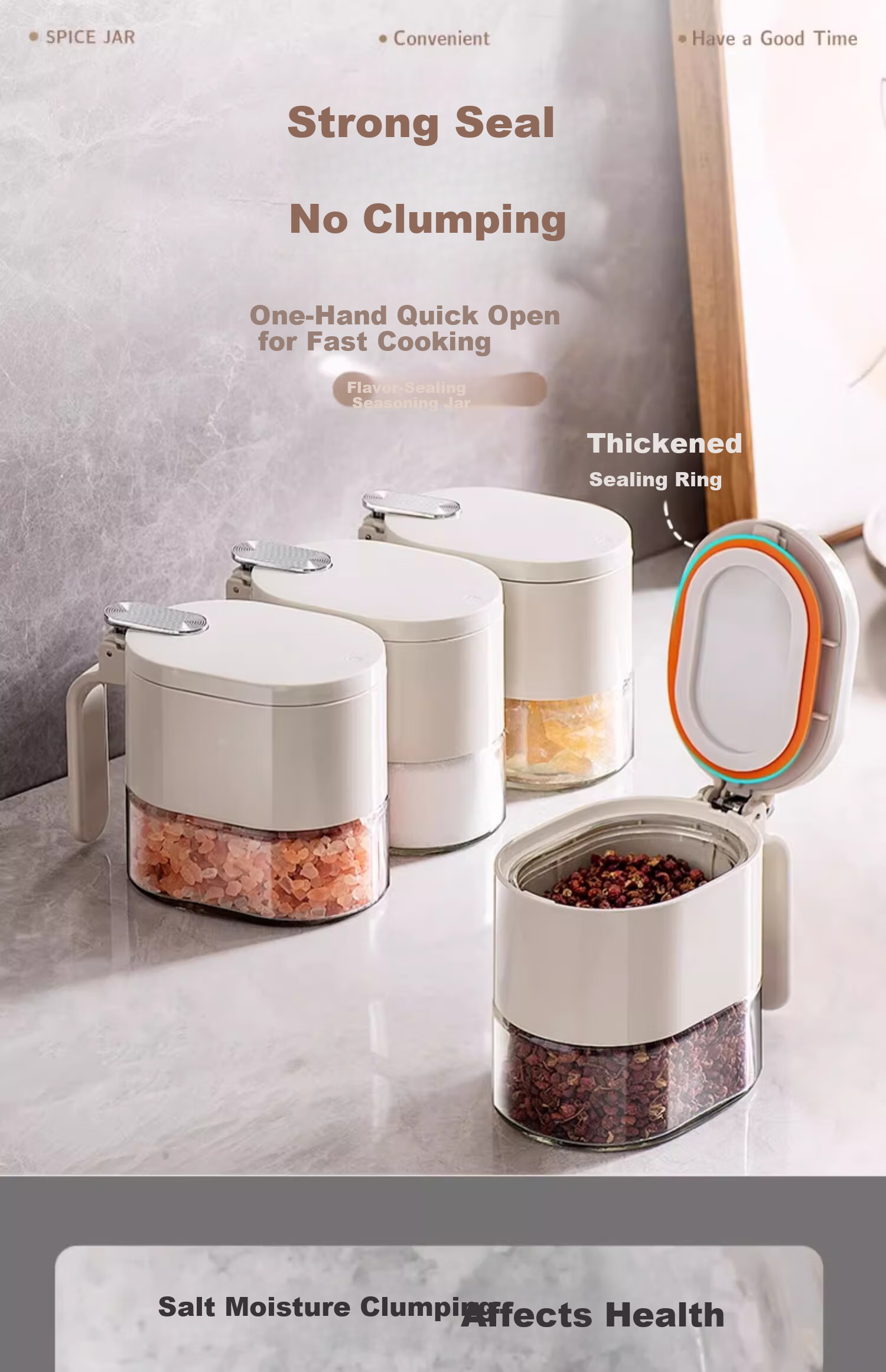 KATEI STORY Japanese Moisture-Proof Sealed Spice Jar Salt Container Glass Kitchen High-End Seasoning Bottle 1