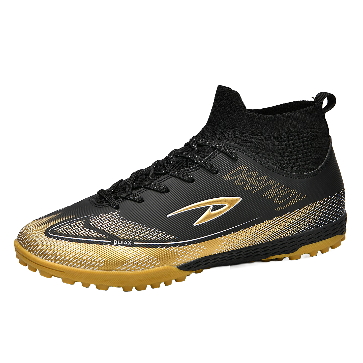 Delhui Men's Soccer Shoes AG Long Studs Non-Slip Youth Student TF Turf Training Shoes Obsidian Gold TF Studs Size 36
