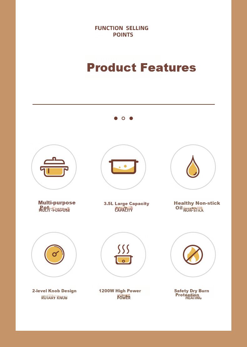 KONKA Electric Hot Pot 3.5L Multifunctional Household Electric Cooker Non-stick Hot Pot Dormitory Cooking Pot Noodle Cooker KZG-WHP3511 2