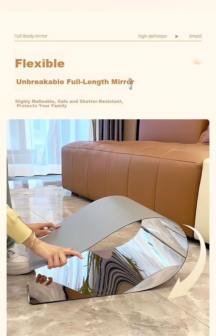 Anerya Soft Wall-Mounted Self-Adhesive Full-Length Acrylic Mirror Sticker Home HD Dressing Mirror Dormitory Try-On Mirror 5