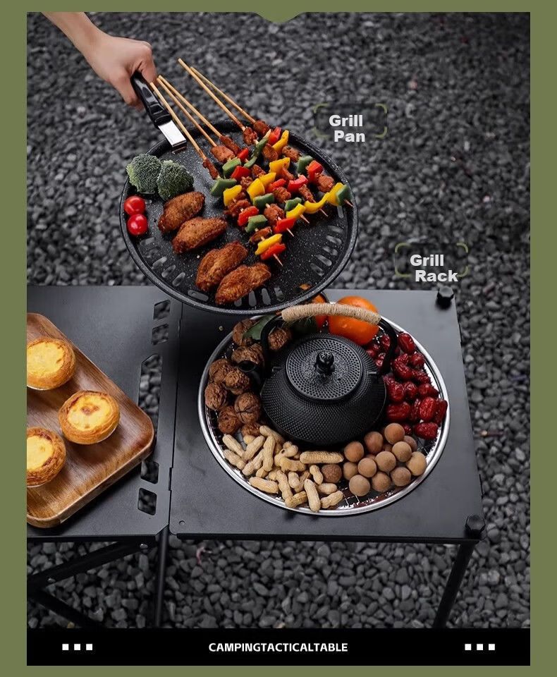 Hakkai Bird Outdoor Folding Table Portable High-End IGT Camping Shadow Tactical Multifunctional Picnic Table Quick-Open Small Tea Table 20